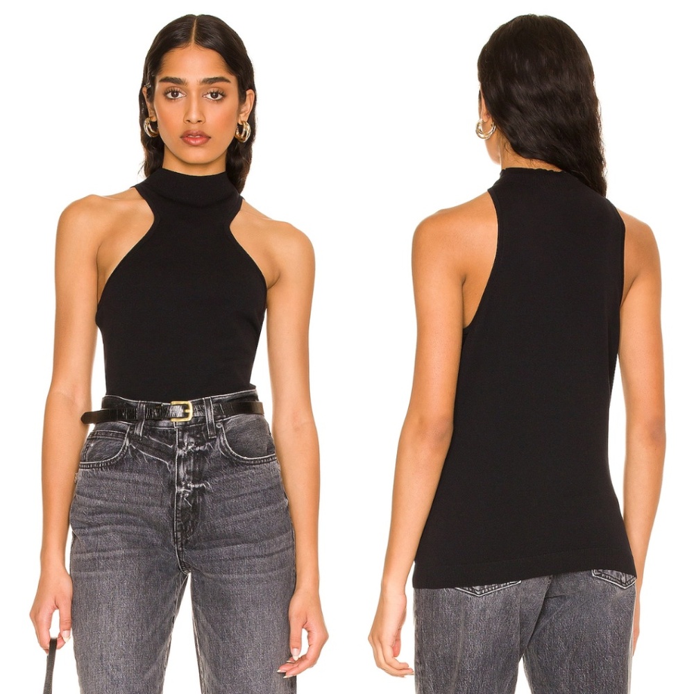 525 Racer Front Mock Neck Tank in Black